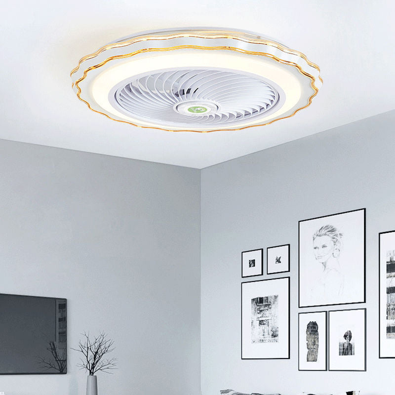 Modern Creative Round Flower LED Flush Mount Ceiling Fan Light