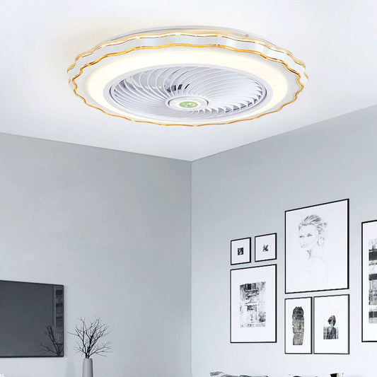 Modern Creative Round Flower LED Flush Mount Ceiling Fan Light