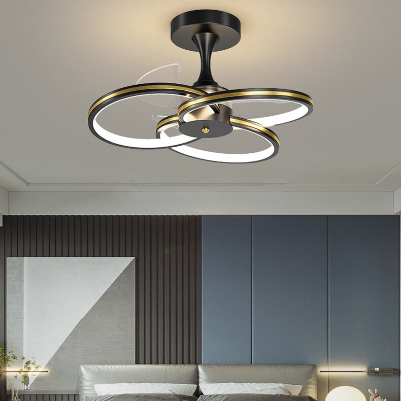 Luxury Acrylic Three Rings Combination Design LED Flush Mount Fan Light