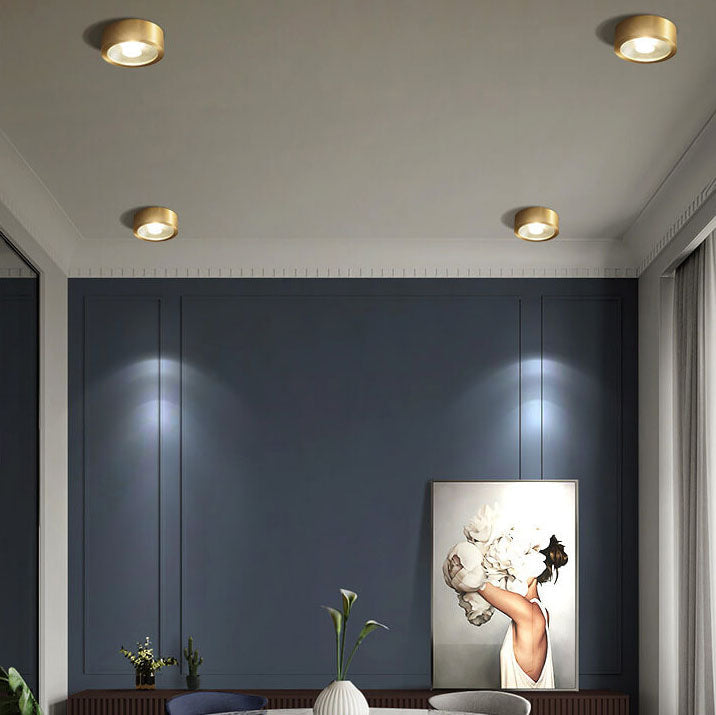 Flush Mount Ceiling Light installed angle view — copper-finished disc 2 | Casa Norex