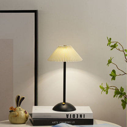 Table Lamp front angle — pleated fabric shade on iron base 2 | Casa Norex