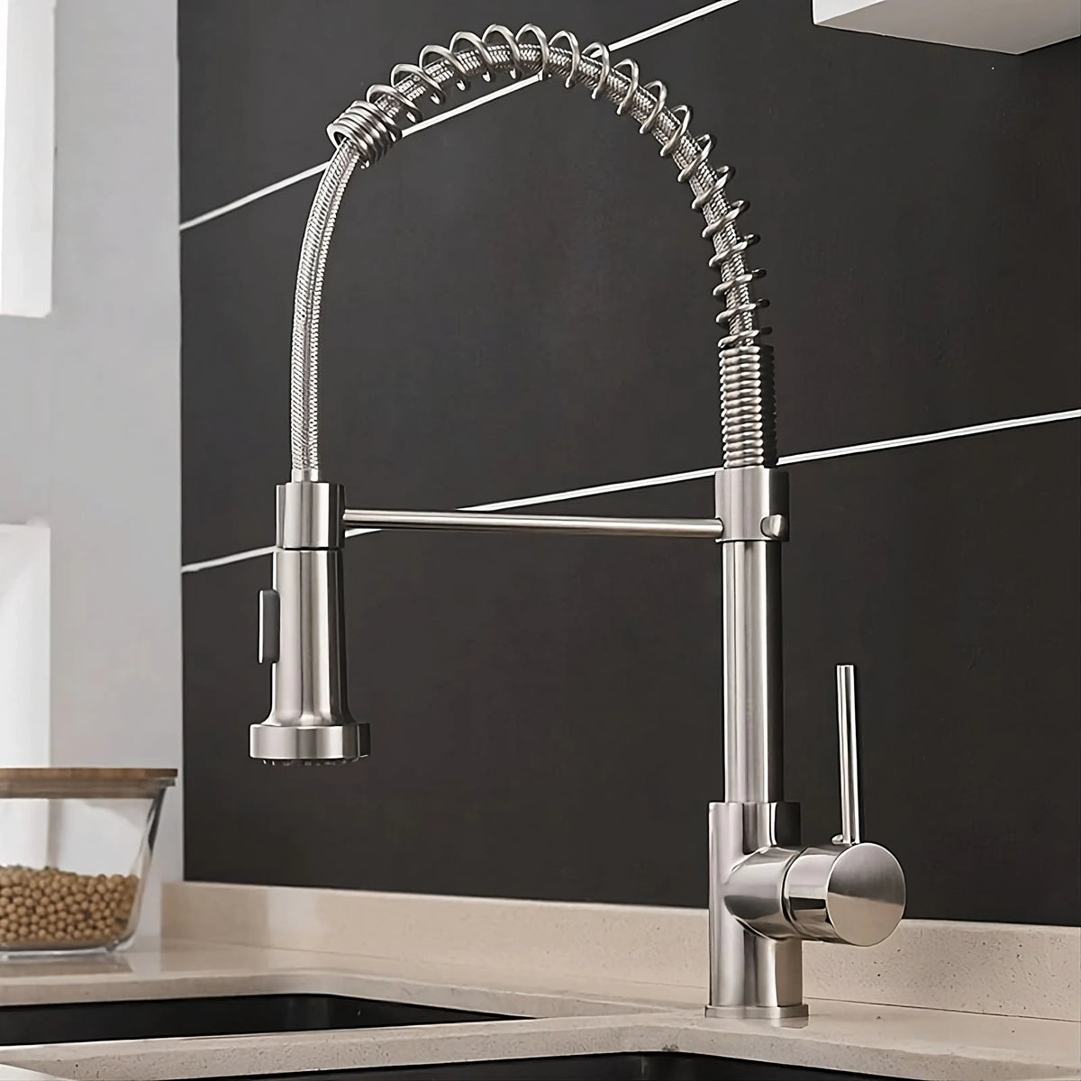 Halmstad - Single Hole Pre-Rinse Pull-Down Sprayer Spring Spout Kitchen Faucet
