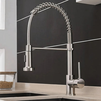 Halmstad - Single Hole Pre-Rinse Pull-Down Sprayer Spring Spout Kitchen Faucet