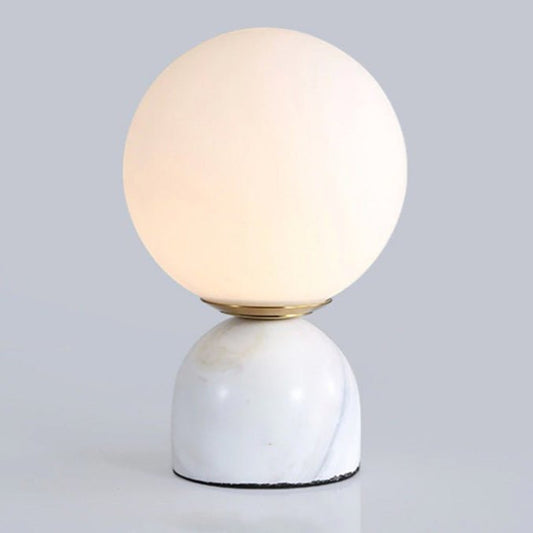 Marble table lamp with white glass orb shade | Casa Norex