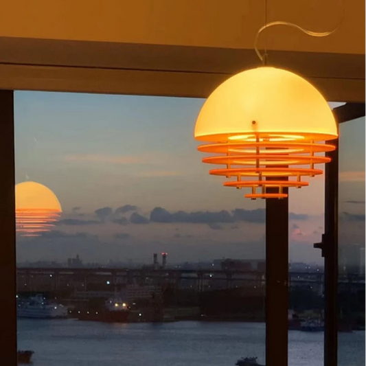 Sunset mood pendant light in interior setting — warm ambient glow | Casa Norex