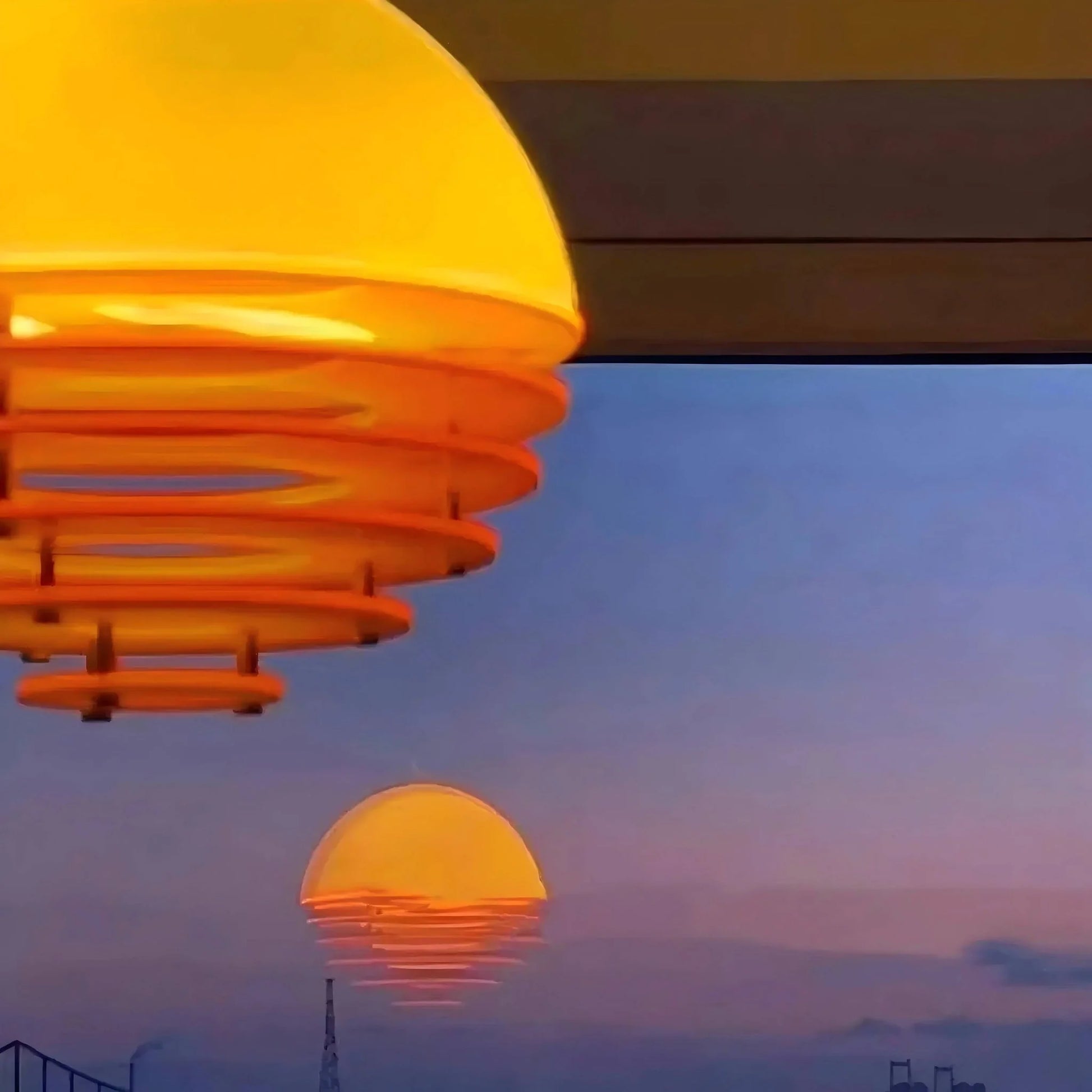 Close-up of acrylic shade on Bauhaus pendant lamp | Casa Norex