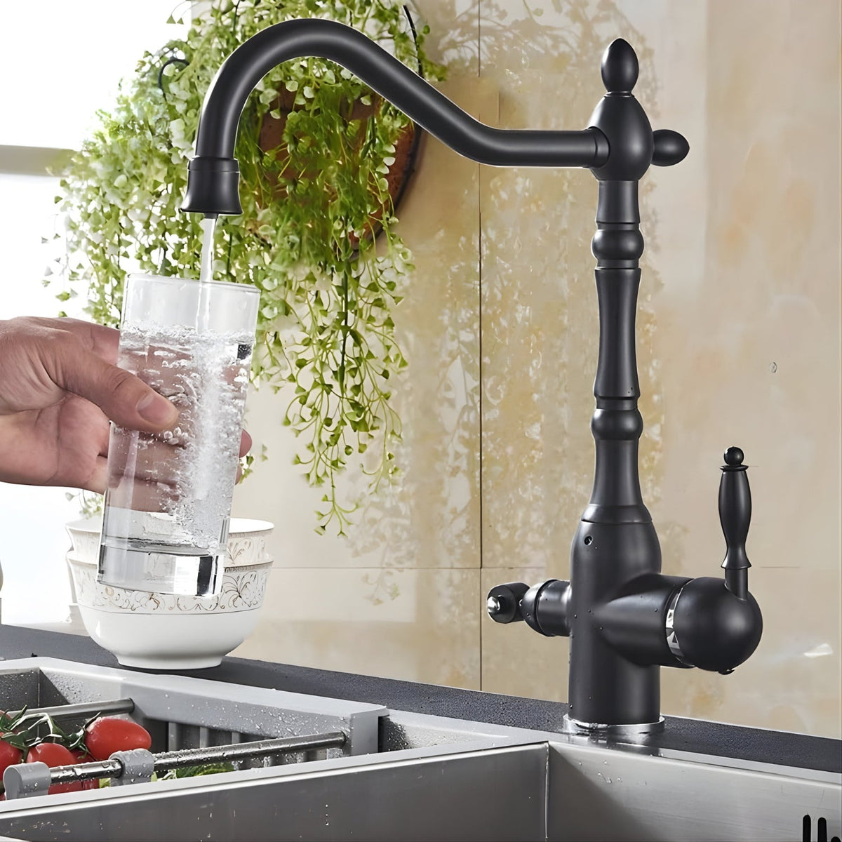 Claritas Kitchen Faucet in kitchen setting — Dual-Handle Filtered | Casa Norex