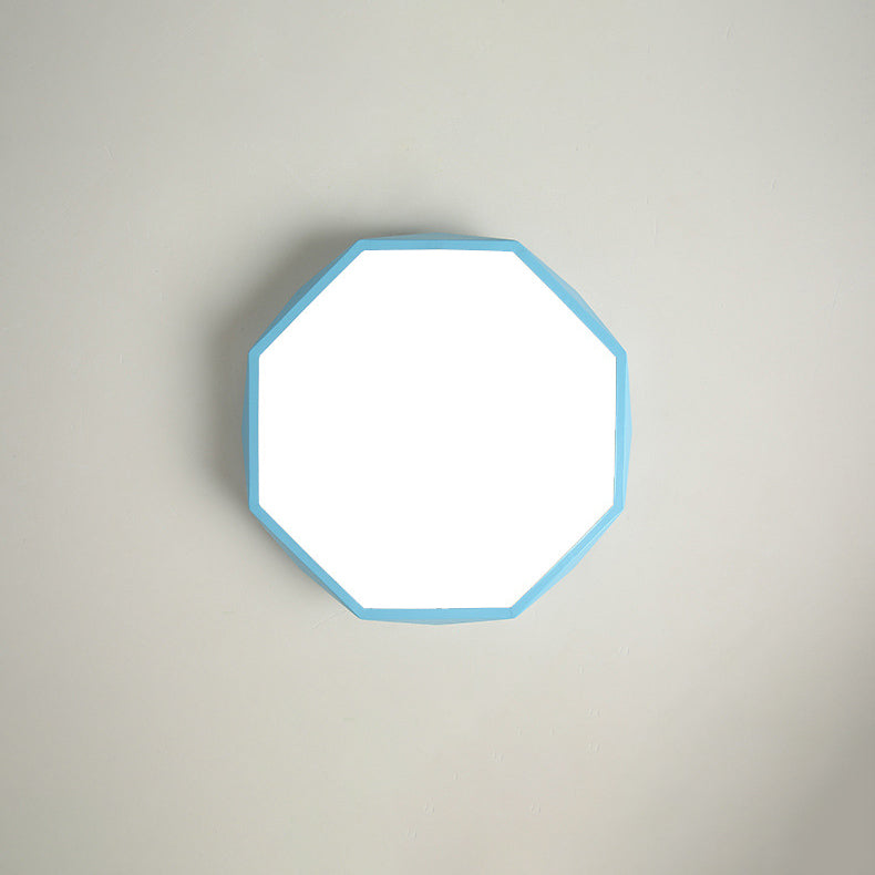 Flush Mount Ceiling Light installed angle view — faceted iron and acrylic shade 2 | Casa Norex