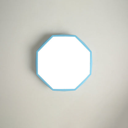 Flush Mount Ceiling Light installed angle view — faceted iron and acrylic shade 2 | Casa Norex