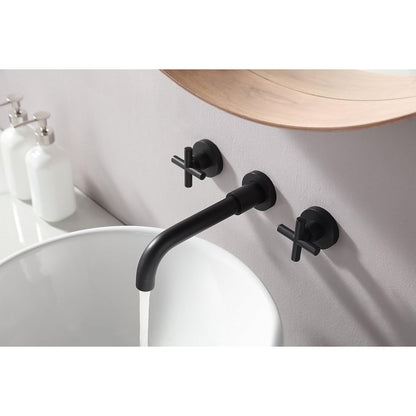 Rotare Wall-Mounted Bathroom Faucet install angle — Brushed Gold finish — Casa Norex