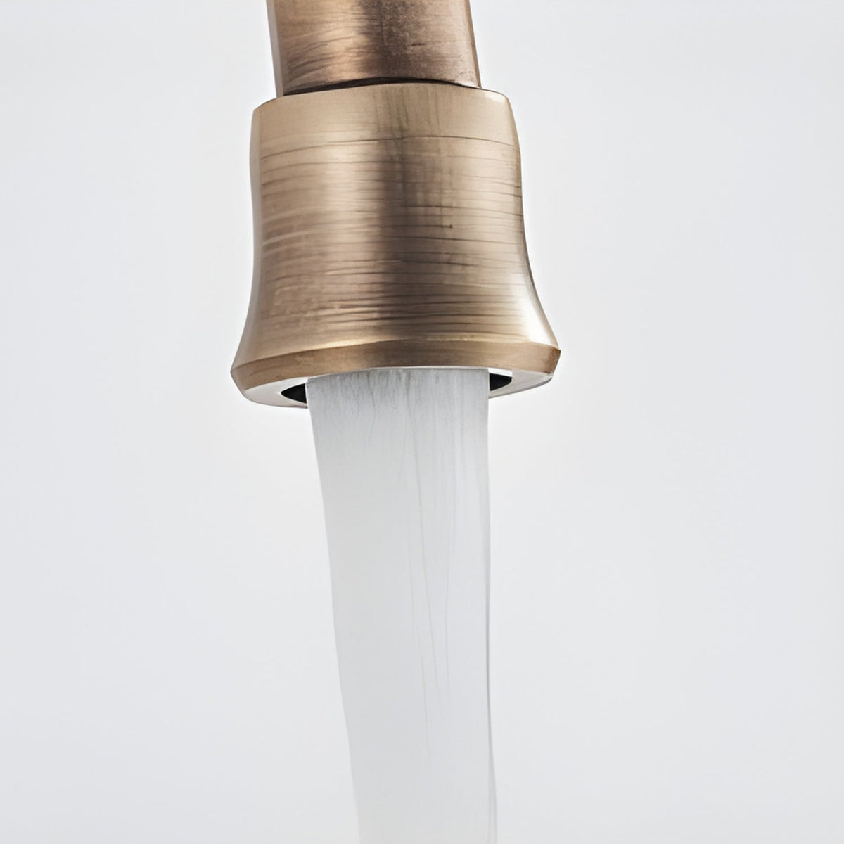Claritas Kitchen Faucet installed — Antique Brass finish angle view | Casa Norex