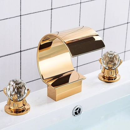 Crestfall Waterfall Bathroom Faucet spray head detail — Brushed Nickel finish — Casa Norex