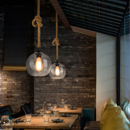 Close-up of braided rope cord and metal hardware on pendant light | Casa Norex