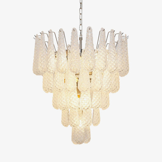 Murano White Glass Dewdrop Chandelier