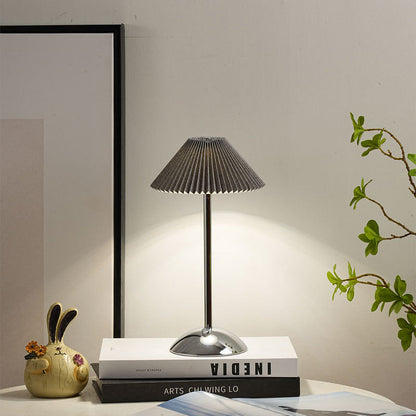 Table Lamp corner angle view — pleated fabric shade on iron base | Casa Norex