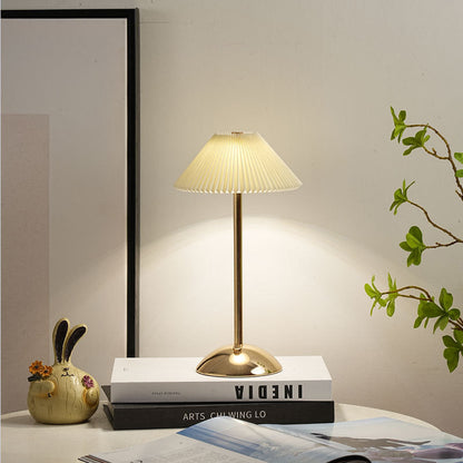 Scandinavian Pleated Fabric Rechargeable Table Lamp