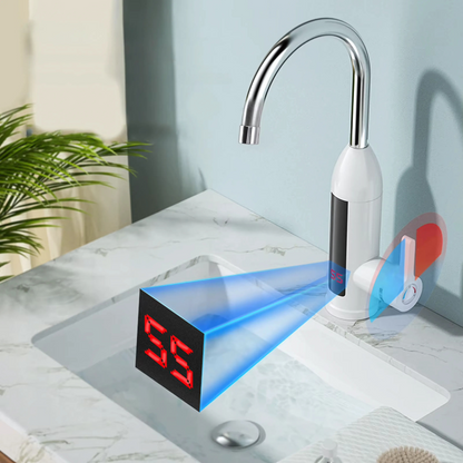 Close-up of high-temperature-resistant ABS and stainless steel spout and handle on Heatwell Bathroom Faucet | Casa Norex