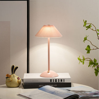 Scandinavian Pleated Fabric Rechargeable Table Lamp