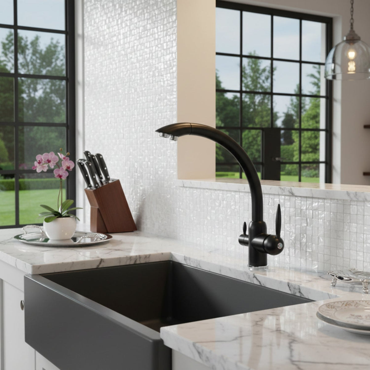 Stonewell 3-Way Kitchen Faucet — pull-out 360° swivel spout | Casa Norex
