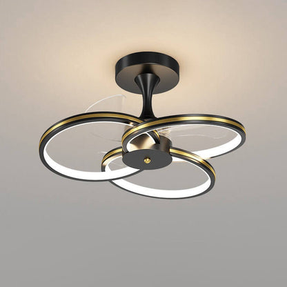 Luxury Acrylic Three Rings Combination Design LED Flush Mount Fan Light