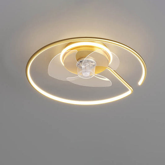 Minimalist Light Luxury Round Ring LED Invisible Flush Mount Ceiling Fan Light