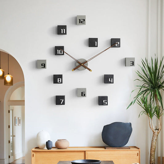 Square Modern Wooden Wall Clock in Dark Brown finish