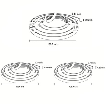 Dimensions diagram — Ribbon outdoor LED strip light, 196.9″ (16.4 ft) length — Casa Norex