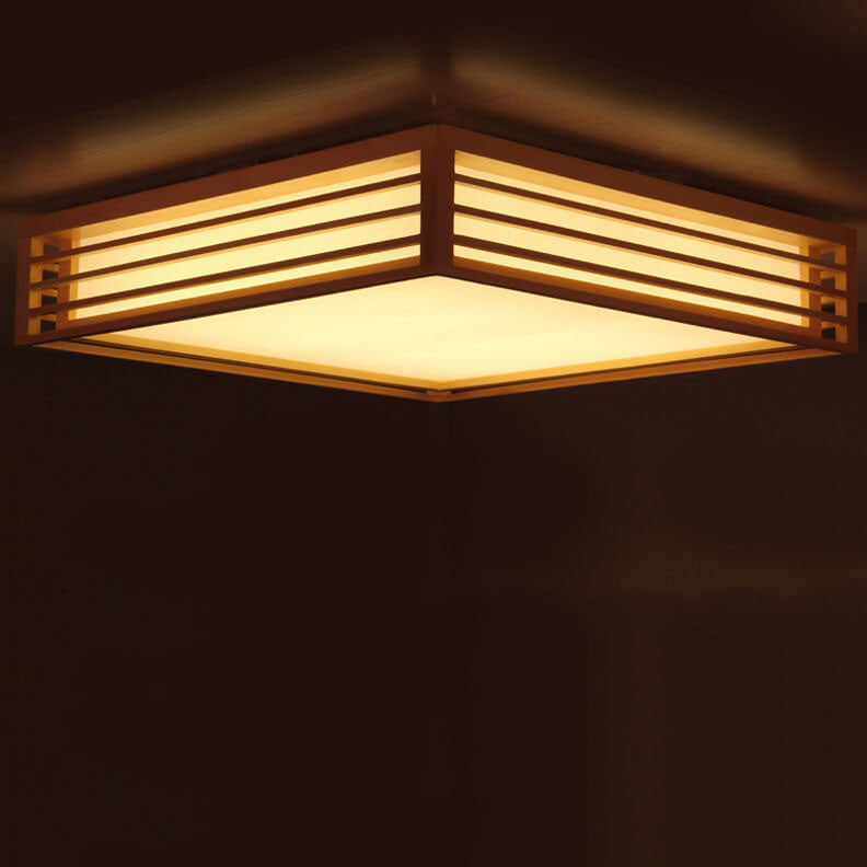 Flush Mount Ceiling Light scale reference view — acrylic diffuser in solid wood frame | Casa Norex