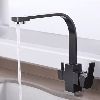 Meridian 3-Way Filtered Kitchen Faucet — solid brass or copper body, angled view | Casa Norex