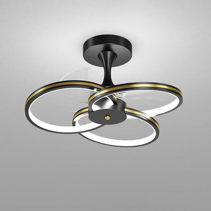 Luxury Acrylic Three Rings Combination Design LED Flush Mount Fan Light