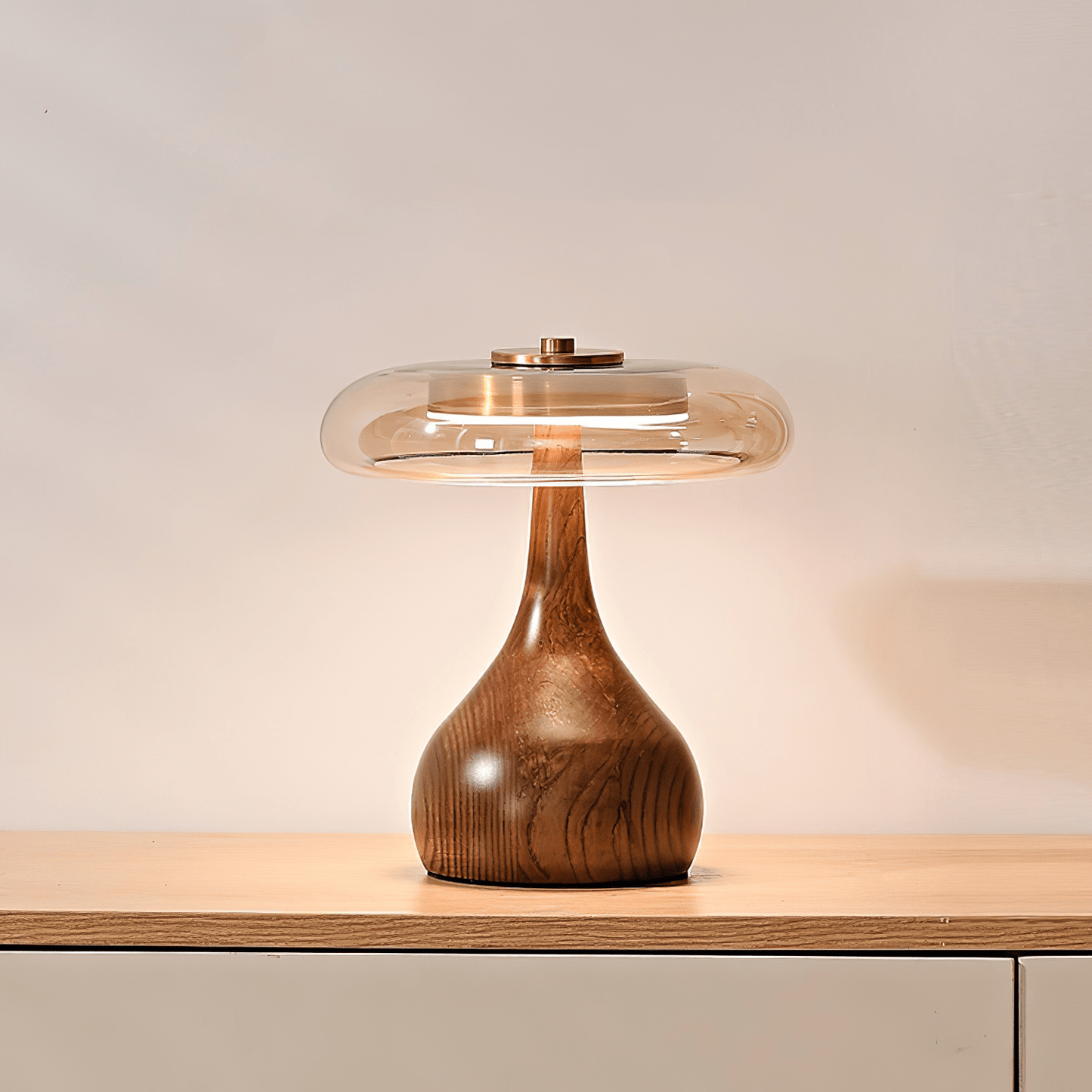 Sienna table lamp — amber glass and walnut wood base | Casa Norex