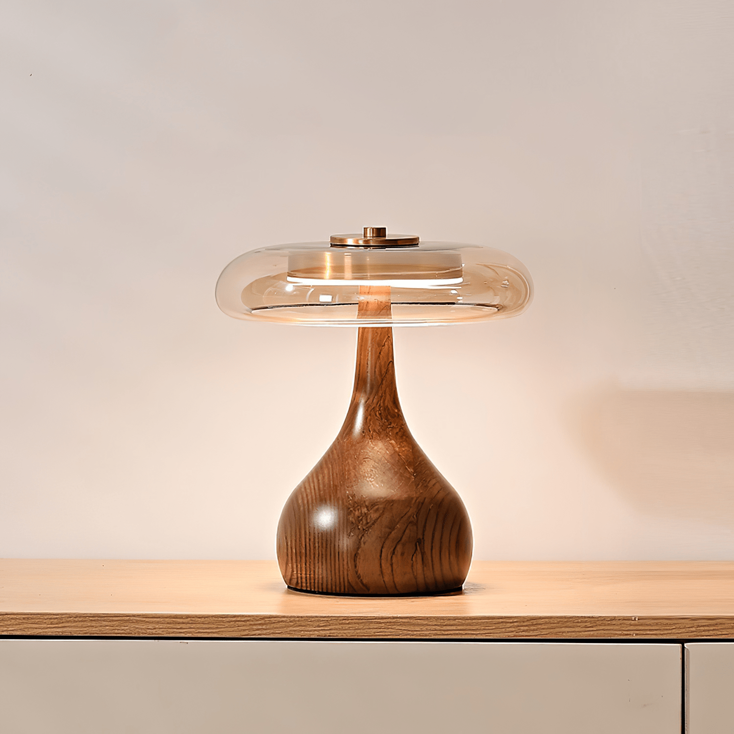Sienna table lamp — amber glass and walnut wood base | Casa Norex