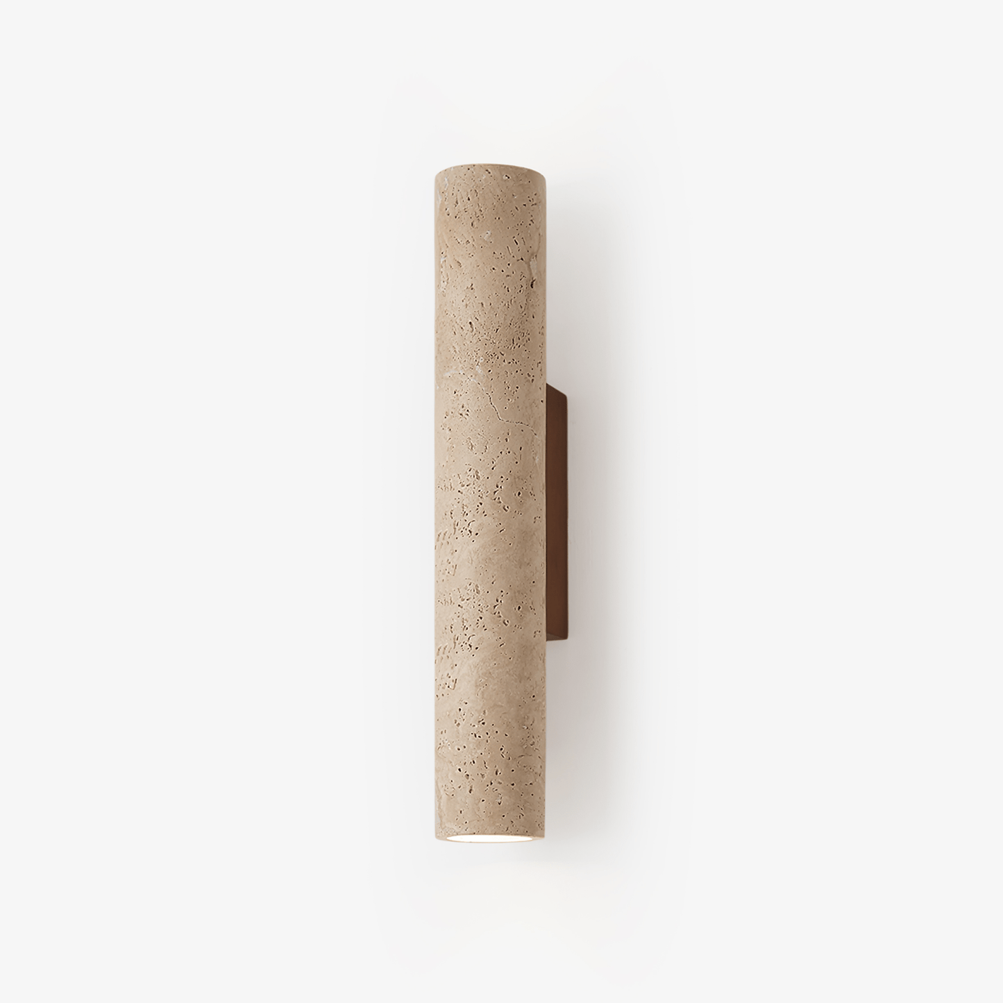 Close-up of travertine veining on wall sconce | Casa Norex