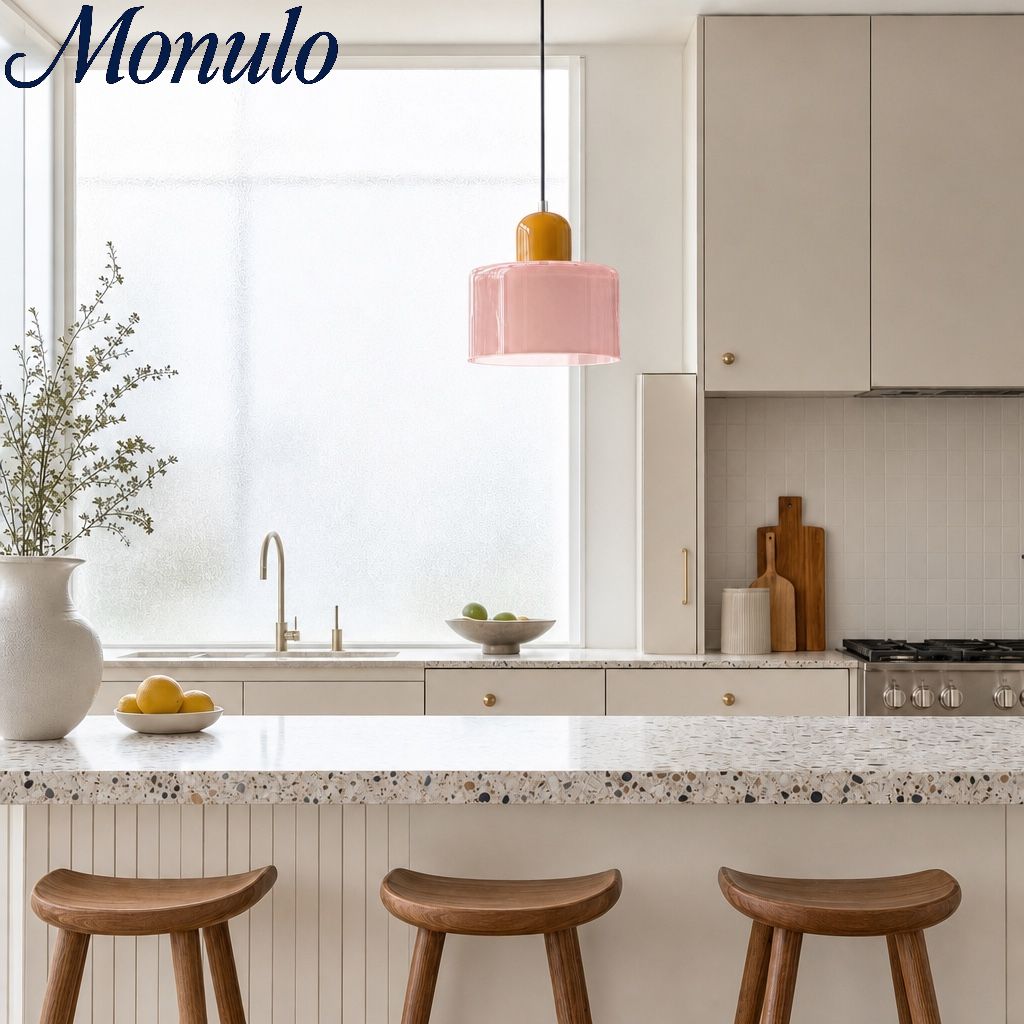 Verdoma Modern Cylinder Glass Design Pendant Light for Kitchens and Dining Rooms