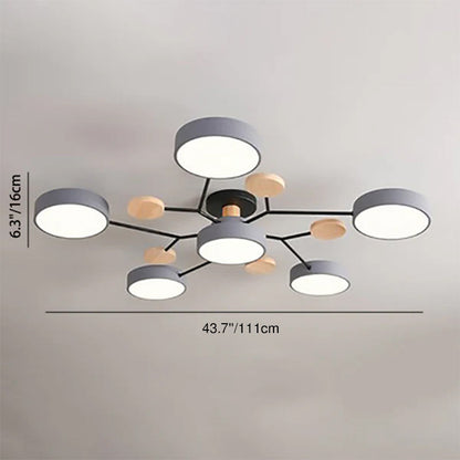 Dimension diagram for branch ceiling light — 43.7″ (111cm) wide, 6.3″ high — Casa Norex