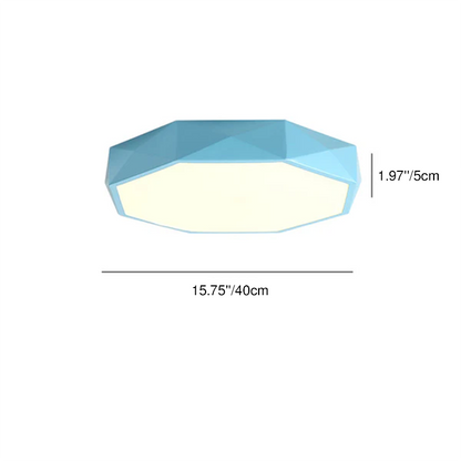 Flush Mount Ceiling Light alternate angle detail — faceted iron and acrylic shade | Casa Norex