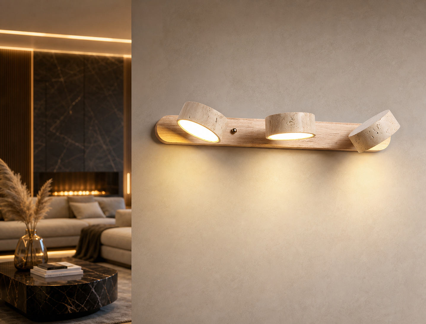 Travertine Duo Wall Light