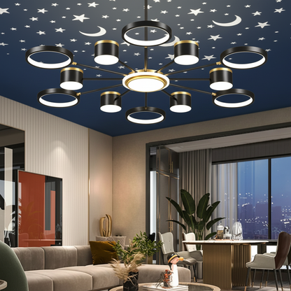 Aurora Starry Cluster Chandelier dimension diagram — Ø120cm, 128W, canopy and ring sizes | Casa Norex