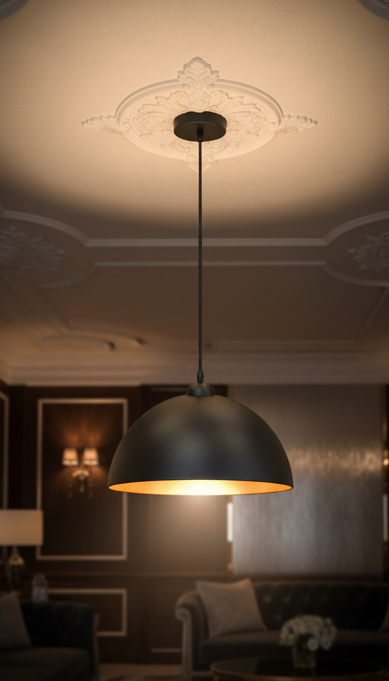 Machinist Black Dome Pendant Light