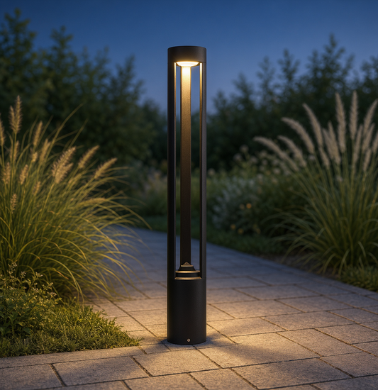 Black Aluminum Bollard Light