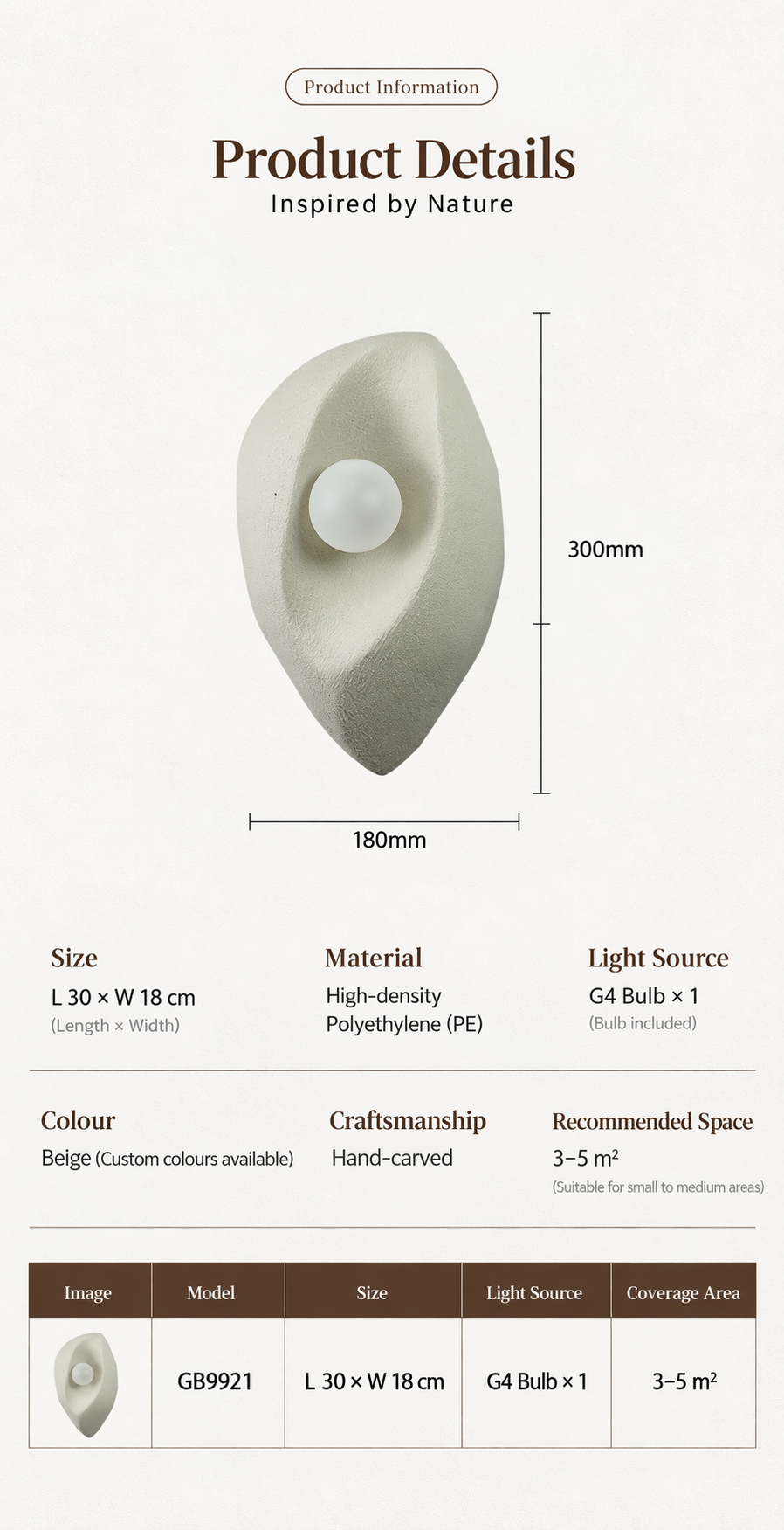 Nordic swing-arm wall sconce — 300mm x 180mm sized profile — Casa Norex