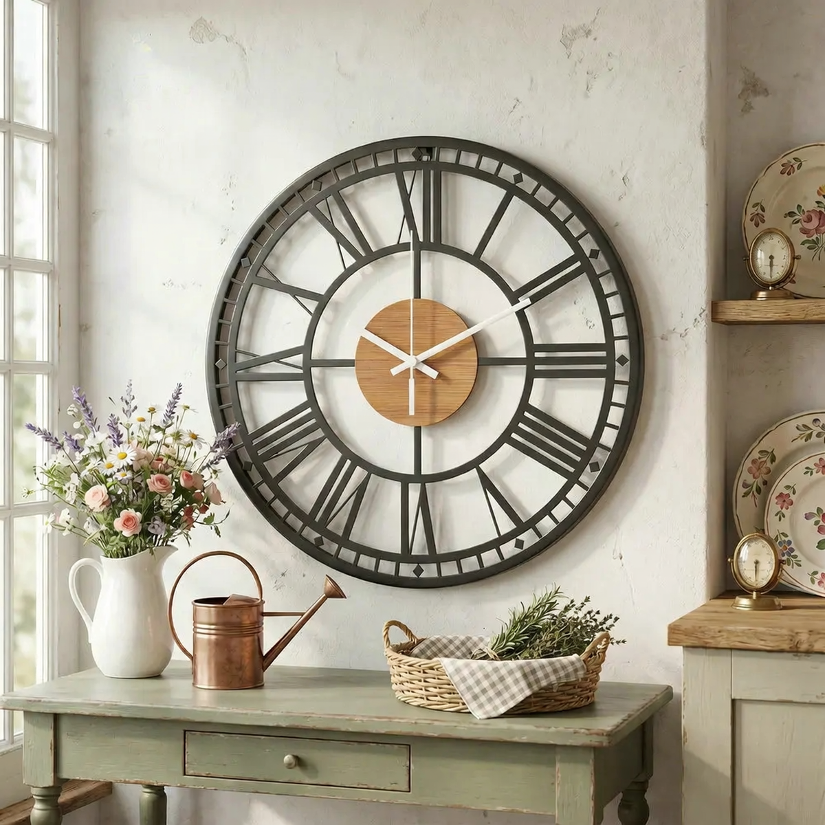 Wood Grain Farmhouse Clock