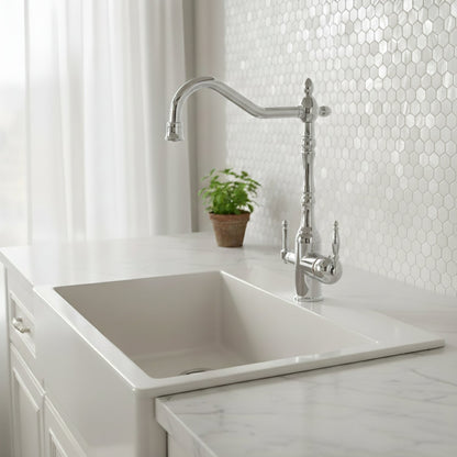 Claritas Kitchen Faucet install angle — Gold finish — Casa Norex