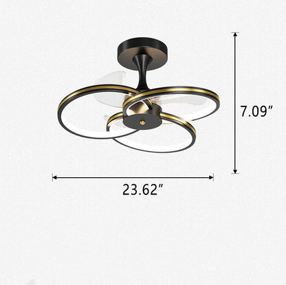 Luxury Acrylic Three Rings Combination Design LED Flush Mount Fan Light
