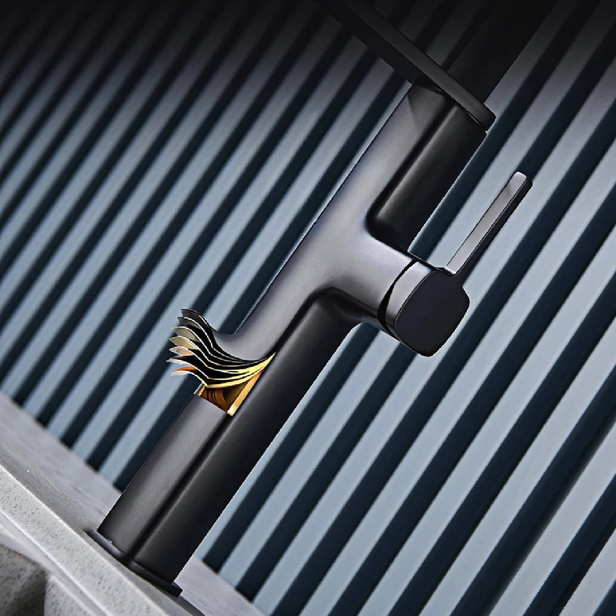 Sterling Luxury Pull-Down Kitchen Faucet — high-arc 360° swivel spout, angled view | Casa Norex