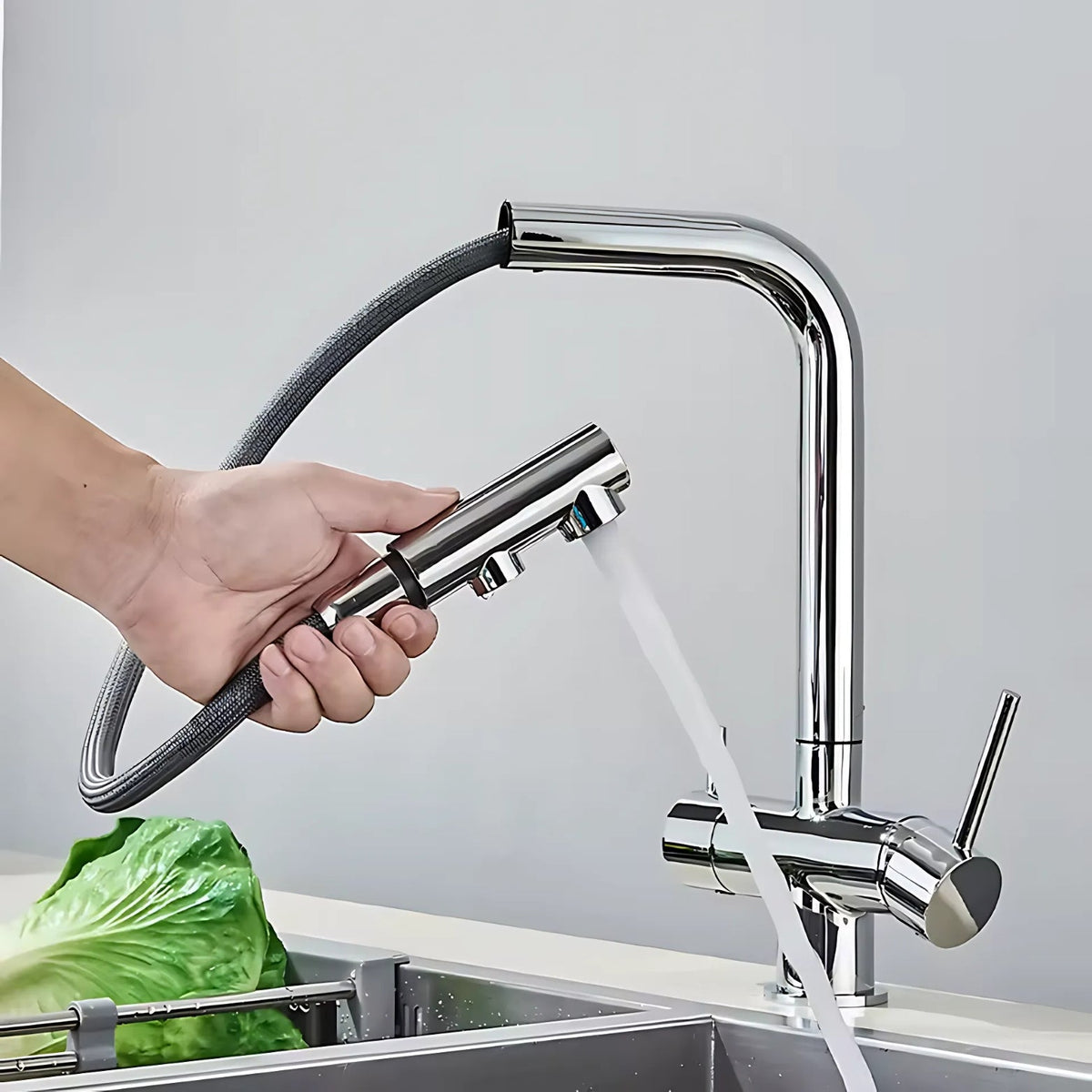 Clearwell 3-Way Filtered Pull-Out Kitchen Faucet — 4 available finishes | Casa Norex