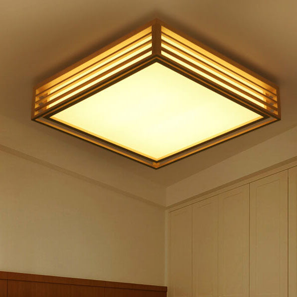 Flush Mount Ceiling Light side profile view — acrylic diffuser in solid wood frame | Casa Norex
