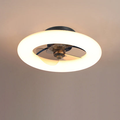 Modern Creative Circle LED Semi-Flush Mount Ceiling Fan Light