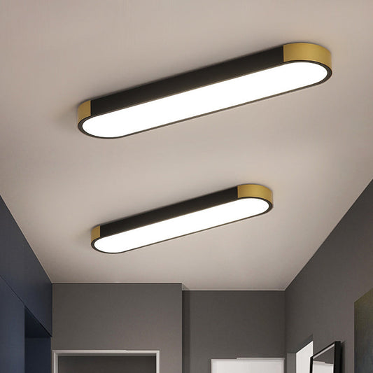Flush Mount Ceiling Light side profile view — iron and acrylic linear ring | Casa Norex