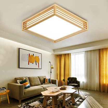 Flush Mount Ceiling Light — acrylic diffuser in solid wood frame | Casa Norex
